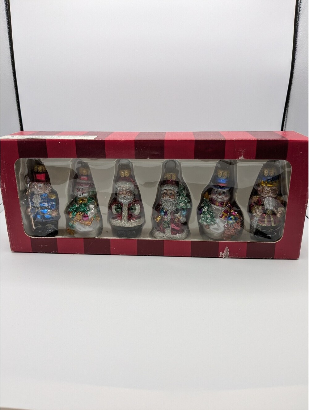 The Bombay Company Blown Glass Christmas Ornaments, Set of 6, Vintage 1990s